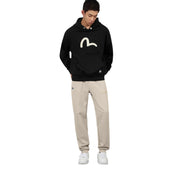 EVISU Relaxed Fit Seagull Print Black Hoodie