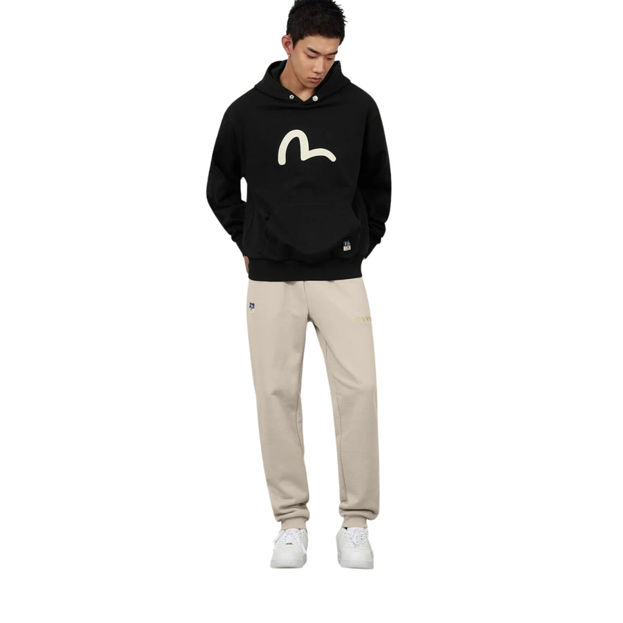 EVISU Relaxed Fit Seagull Print Black Hoodie