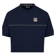Aquascutum Active Club Check Piping Navy T-Shirt