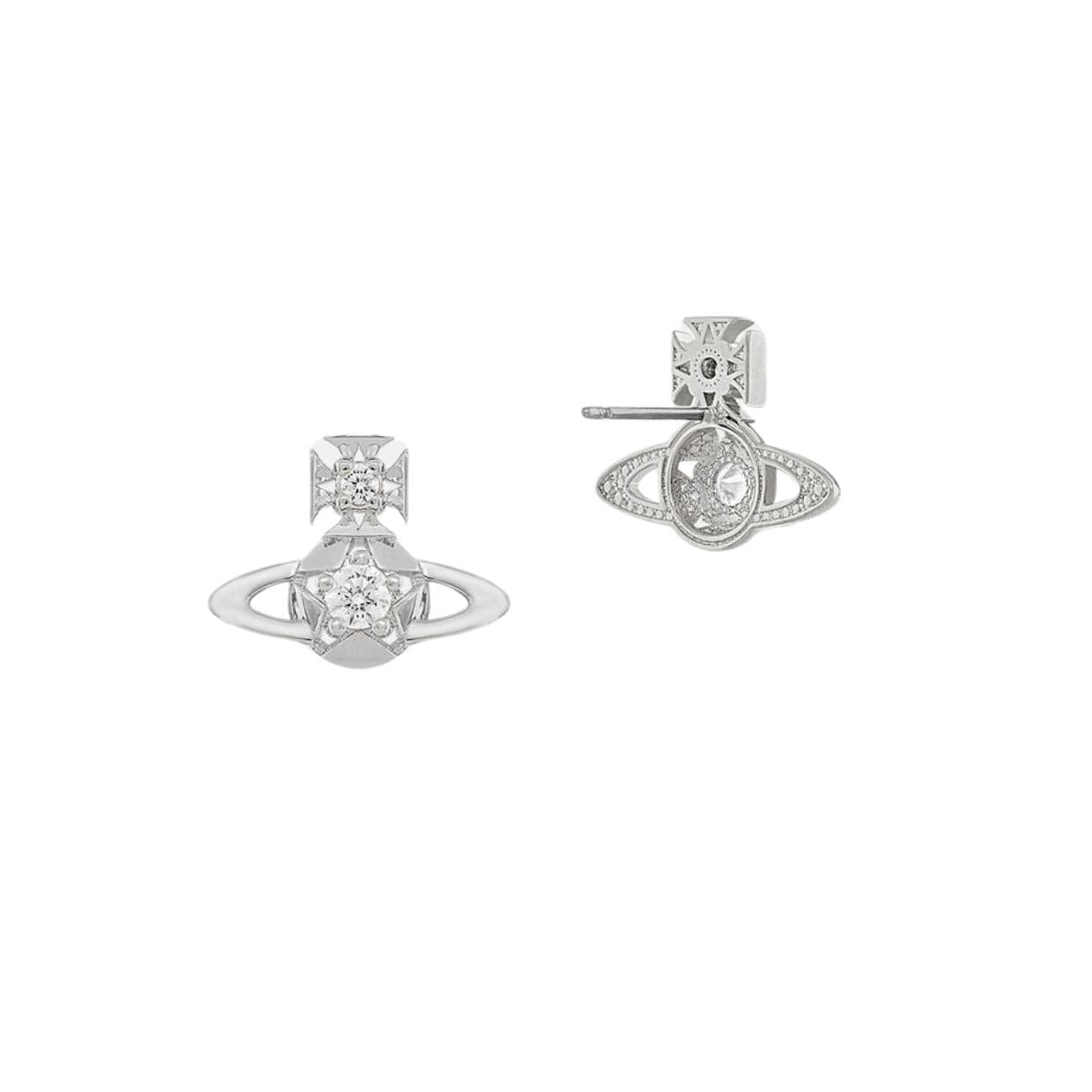 Vivienne Westwood Lee Orb Platinum White Earrings
