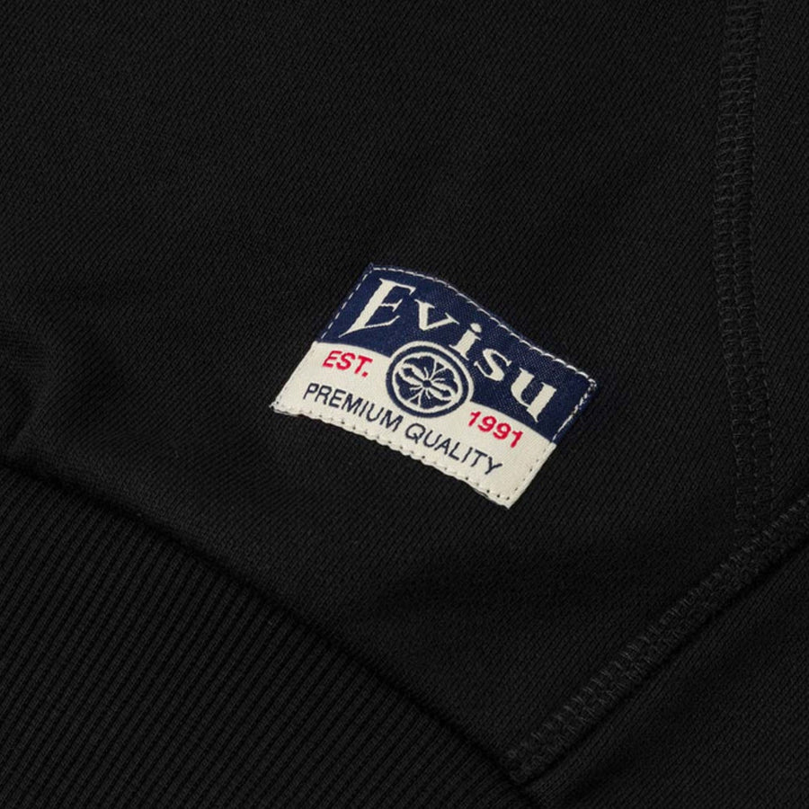 EVISU Relaxed Fit Seagull Print Black Hoodie