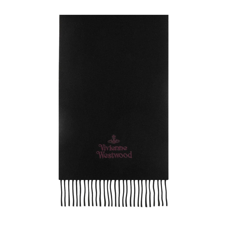 Vivienne Westwood Embroidered Black Wool Scarf