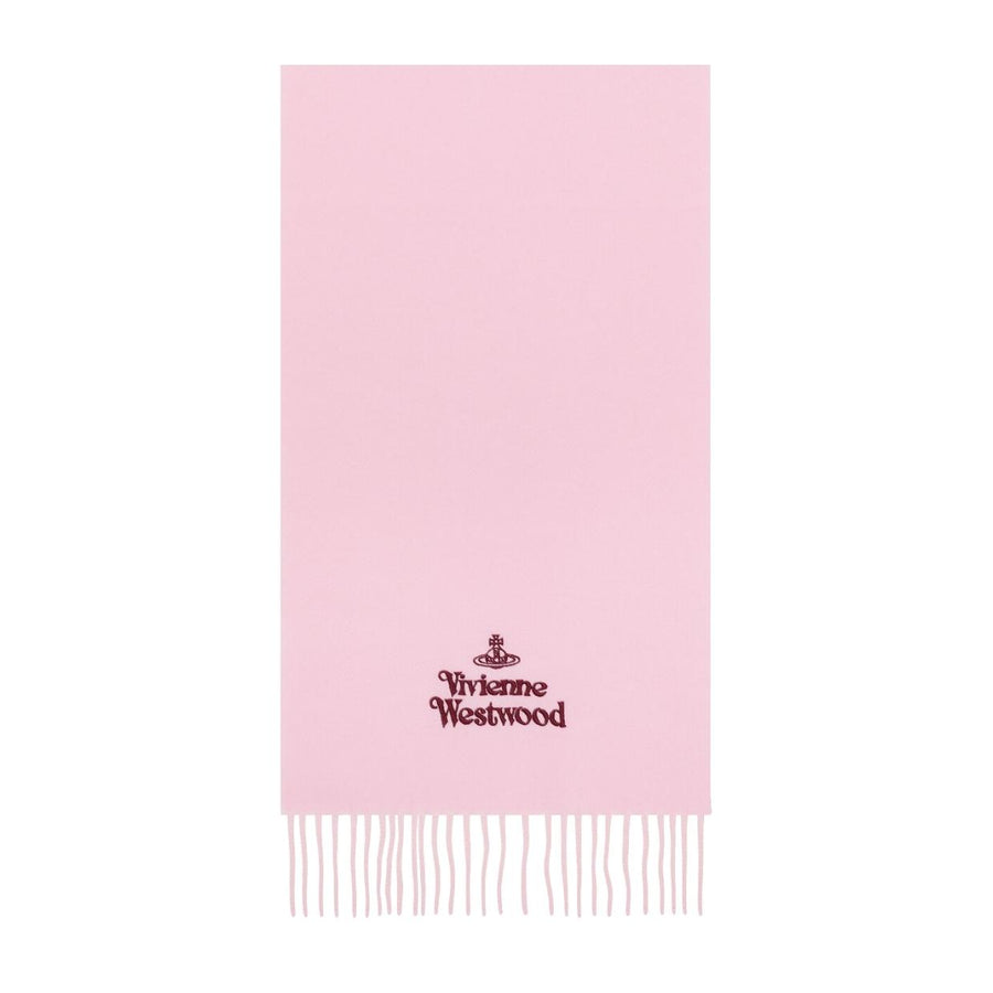 Vivienne Westwood Embroidered Pink Wool Scarf