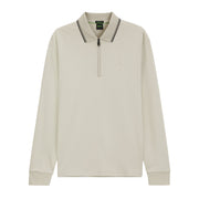 BOSS PL Cord Plisy Interlock Cotton Light Beige Half Zip Polo Shirt