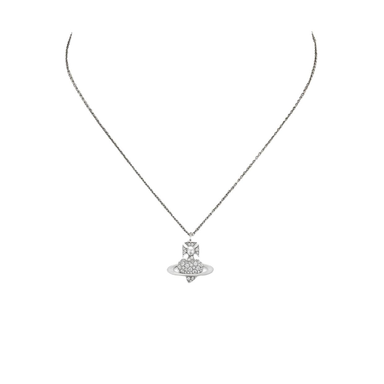 Vivienne Westwood Platinum White Agnatha Bas Relief Pendent