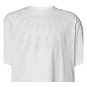 Neil Barrett Dropped Shoulder Fairisle Thunderbolt White T-Shirt