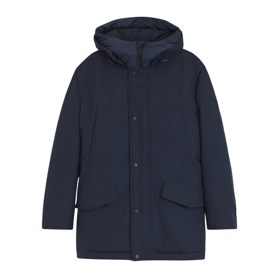 BOSS Osiass Logo Badge Water Repellent Dark Blue Parka Jacket