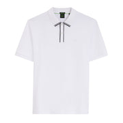 BOSS Cord Paddy Striped Trim Interlock Cotton White Polo Shirt