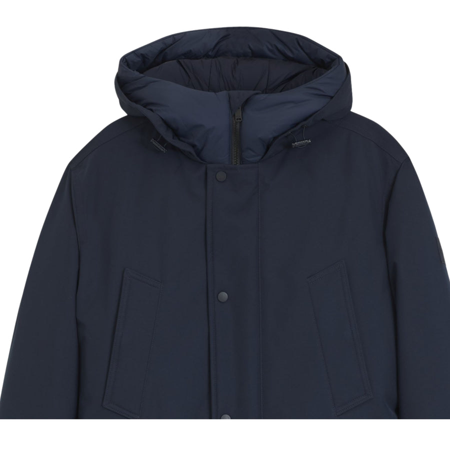 BOSS Osiass Logo Badge Water Repellent Dark Blue Parka Jacket