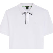 BOSS Cord Paddy Striped Trim Interlock Cotton White Polo Shirt