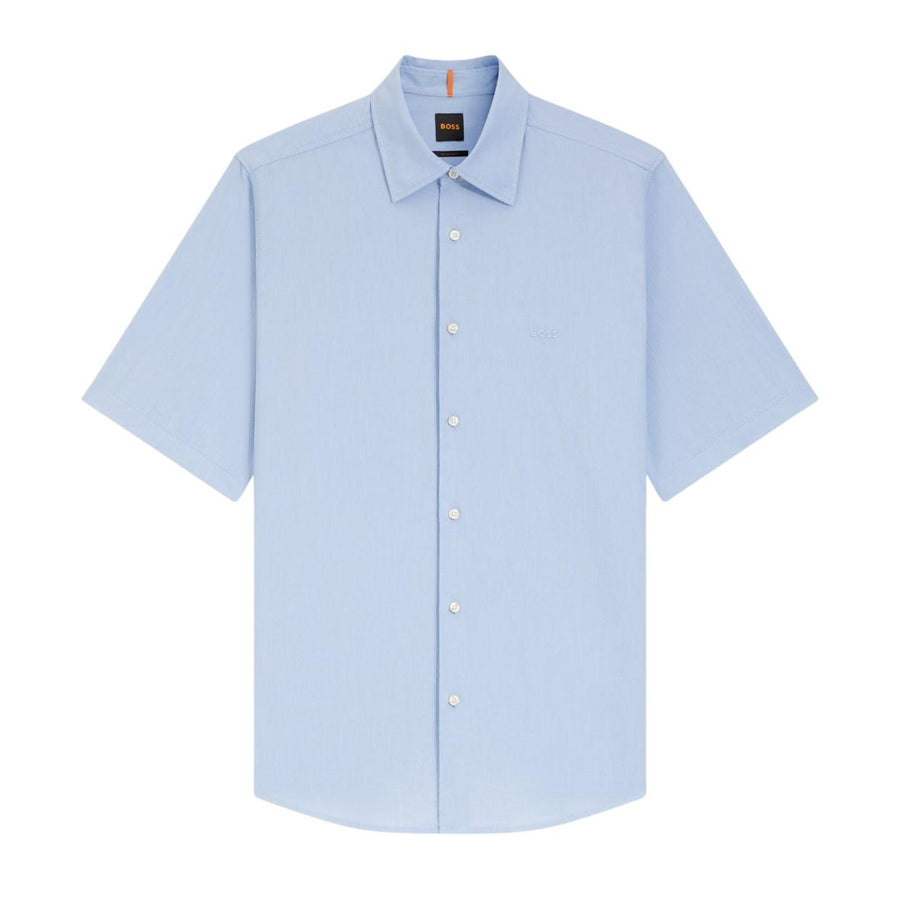 BOSS Regular Fit Embroidered Logo Oxford Cotton Light Blue Shirt