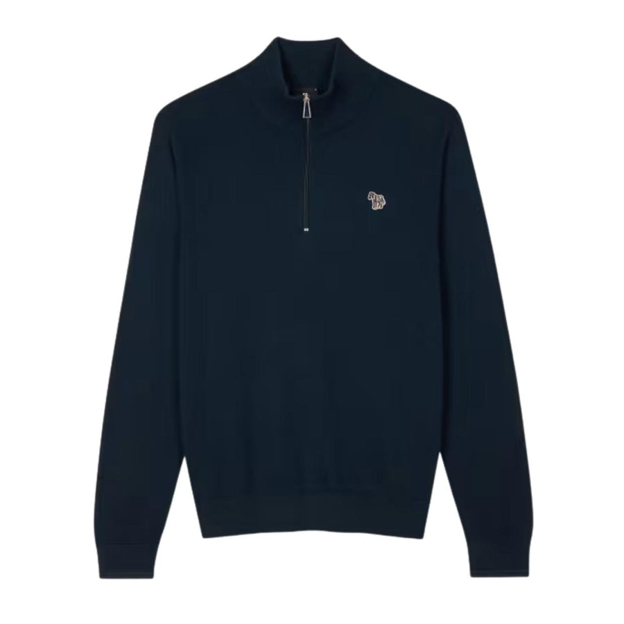 Paul Smith Dark Navy Cotton-Blend Half Zip Knitted Sweater