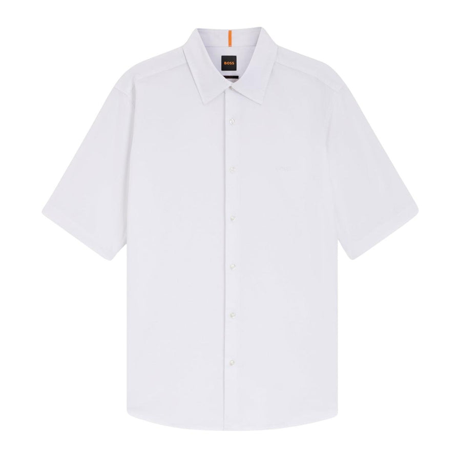 BOSS Regular Fit Embroidered Logo Oxford Cotton White Shirt