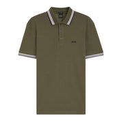 BOSS Paddy Regular Fit Cotton Pique Green Olive Polo Shirt