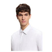 BOSS Regular Fit Embroidered Logo Oxford Cotton White Shirt