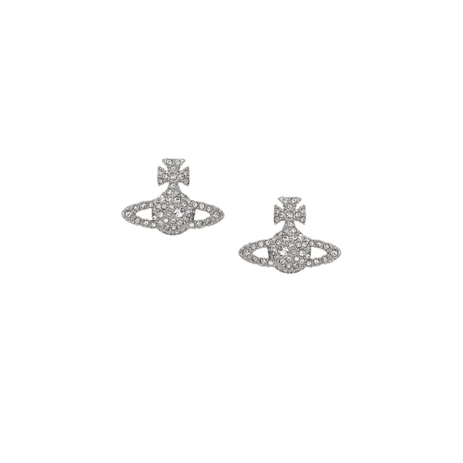 Vivienne Westwood Platinum Crystal Grace Bas Relief Stud Earrings