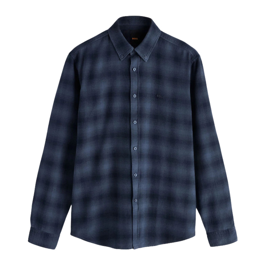 BOSS Rickert Regular Fit Check Button Down Blue Shirt