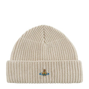 Vivienne Westwood Orb Chunky Knit Wool Sporty White Beanie