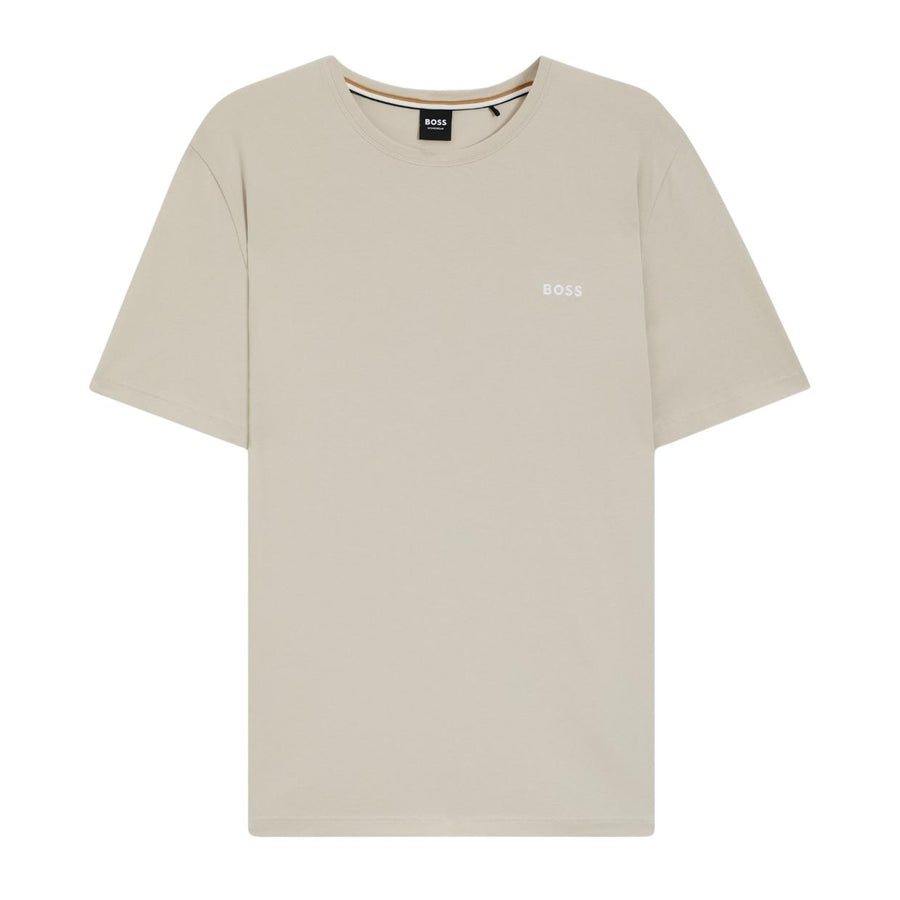 BOSS Embroidered Logo Stretch Cotton Light Grey T-Shirt