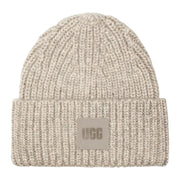 UGG Chunky Rib Logo Light Grey Beanie