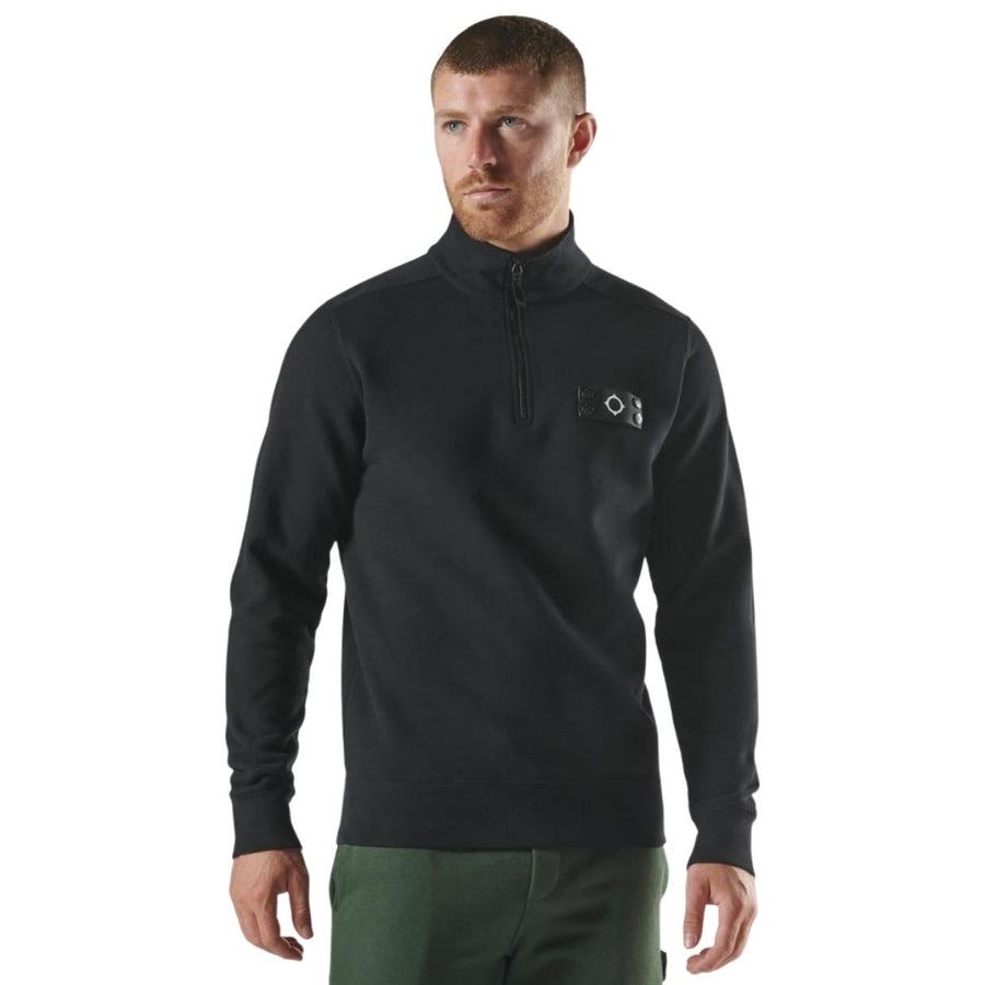 MA.STRUM Badge Neo Half Zip Jet Black Sweatshirt
