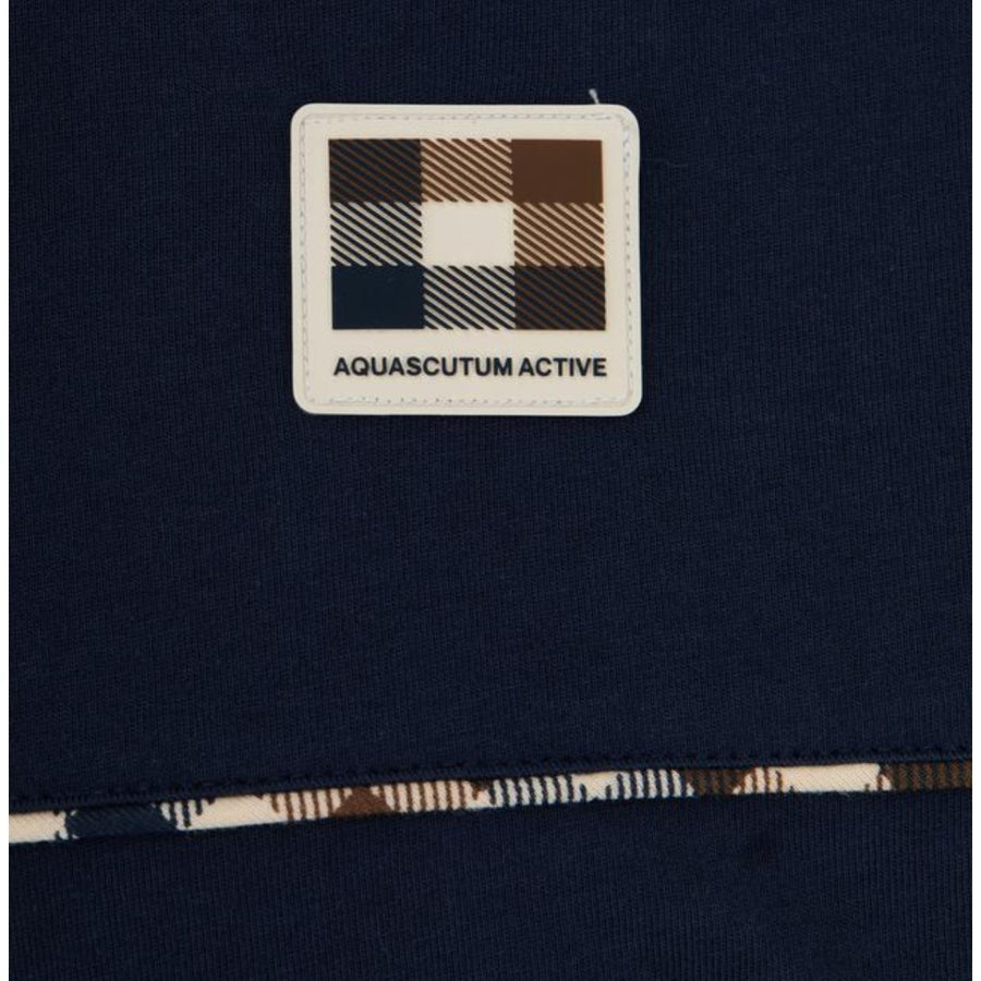Aquascutum Active Club Check Piping Navy T-Shirt