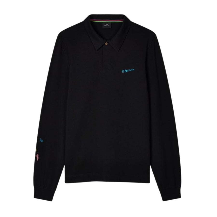 Paul Smith Regular Fit Long Sleeve Black Polo Shirt