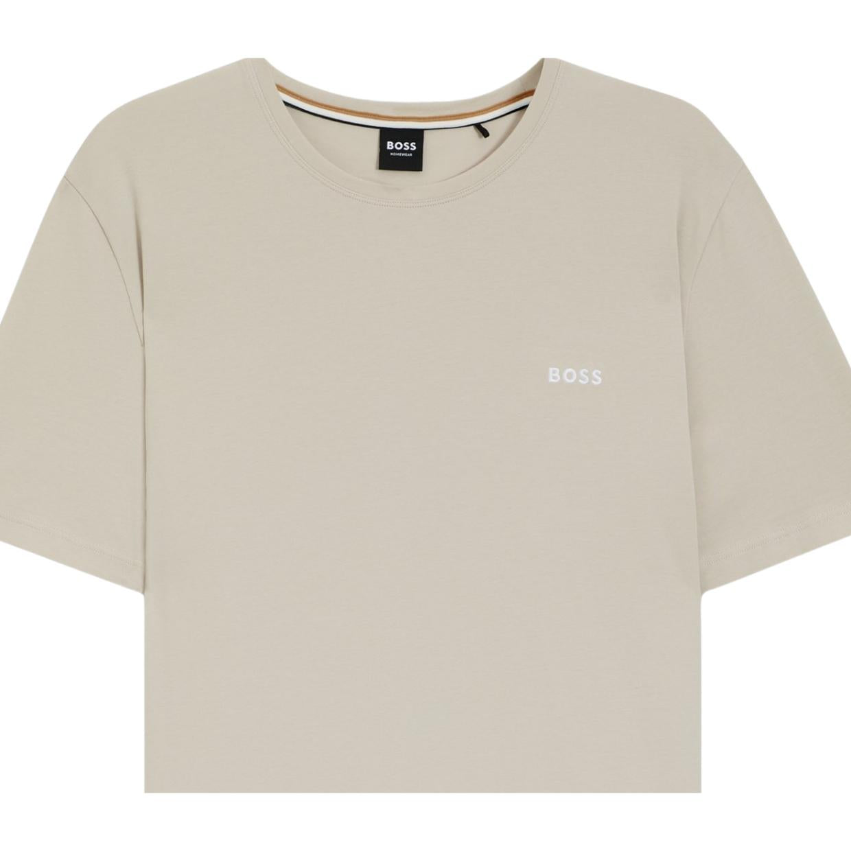 BOSS Embroidered Logo Stretch Cotton Light Grey T-Shirt