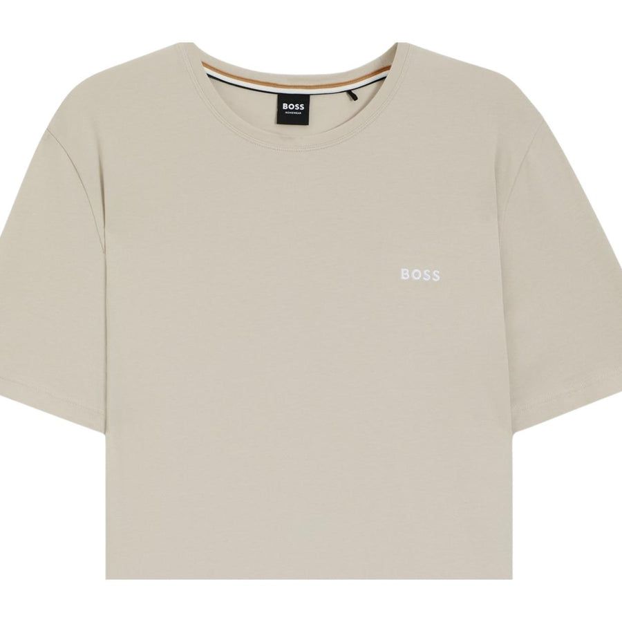 BOSS Embroidered Logo Stretch Cotton Light Grey T-Shirt