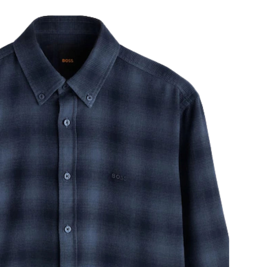 BOSS Rickert Regular Fit Check Button Down Blue Shirt