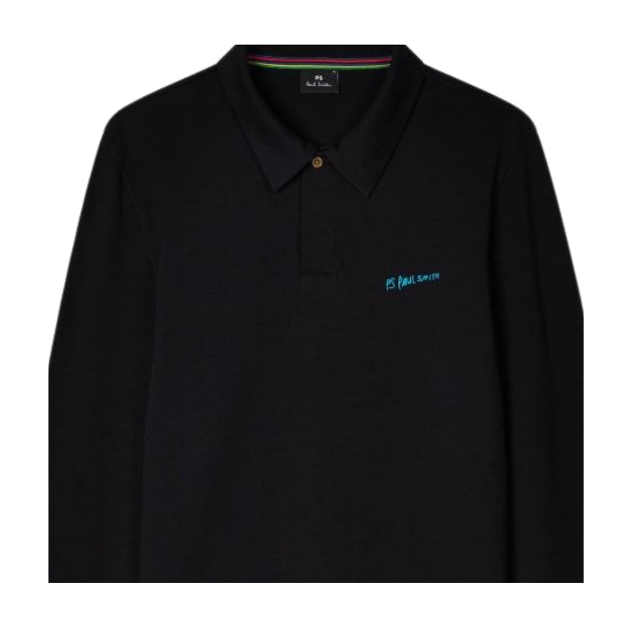 Paul Smith Regular Fit Long Sleeve Black Polo Shirt