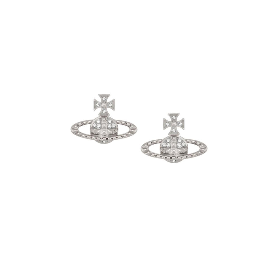 Vivienne Westwood Rhodium Crystal Mayfair Bas Relief Earrings