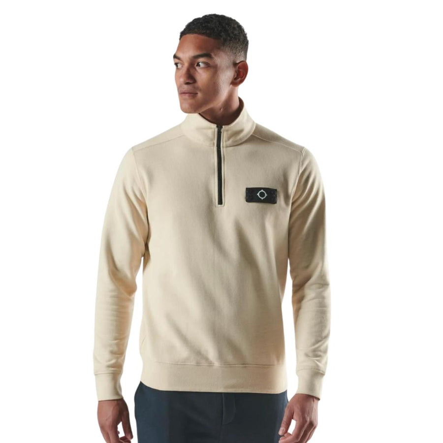 MA.STRUM Badge Neo Half Zip Cream Sweatshirt