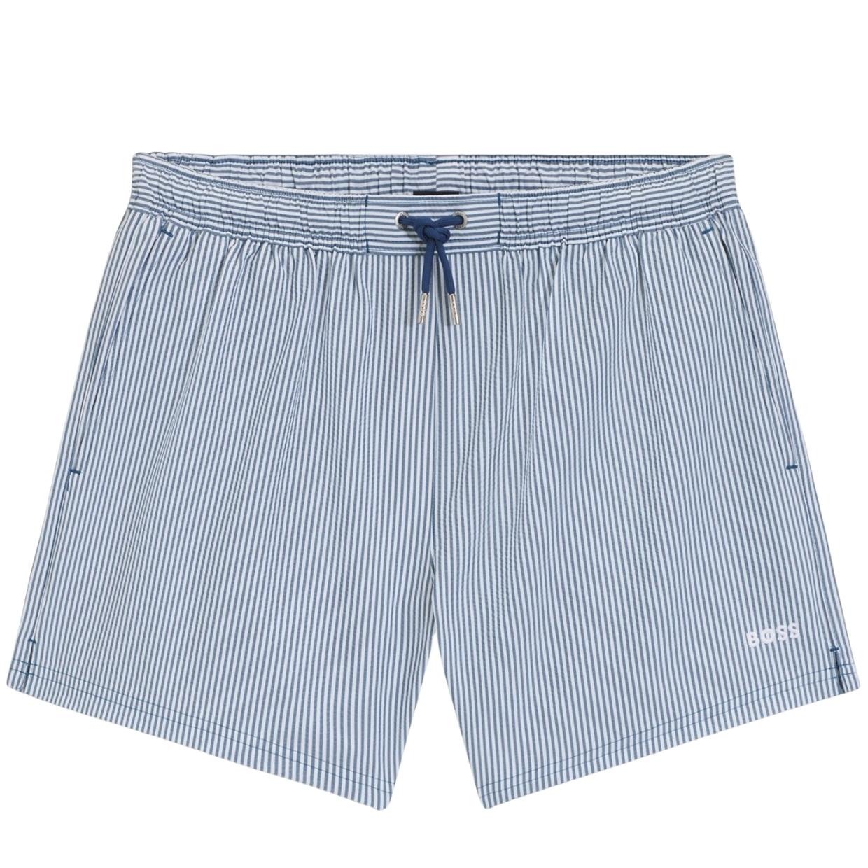 BOSS Embroidered Logo Velvetfish Light Blue Swim Shorts