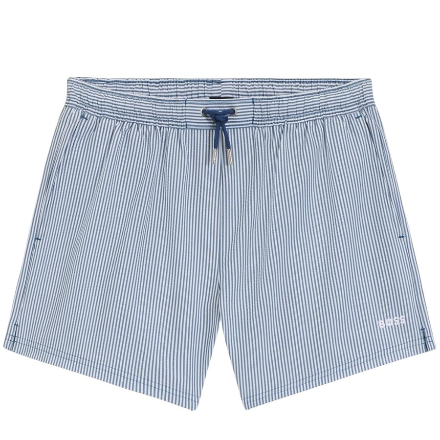BOSS Embroidered Logo Velvetfish Light Blue Swim Shorts