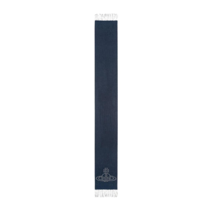Vivienne Westwood Reversible Logo Soft Wool Mineral Grey Scarf