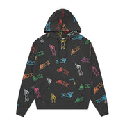 ICECREAM All-Over Running Dog Charcoal Black Hoodie