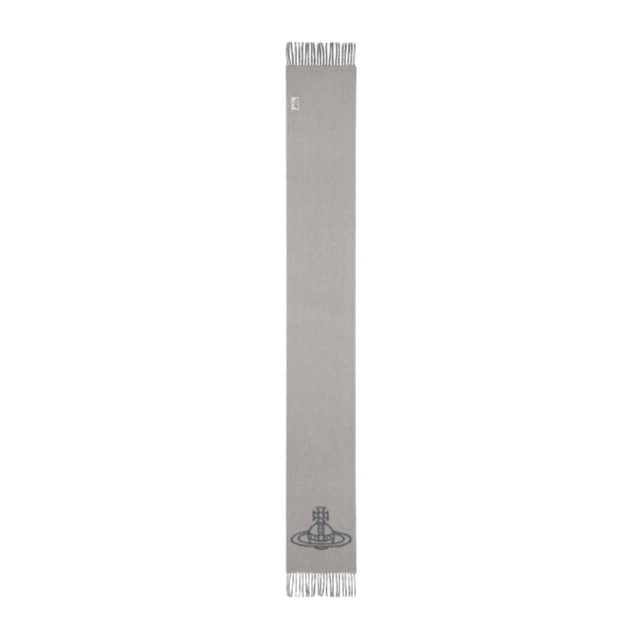 Vivienne Westwood Reversible Logo Soft Wool Mineral Grey Scarf