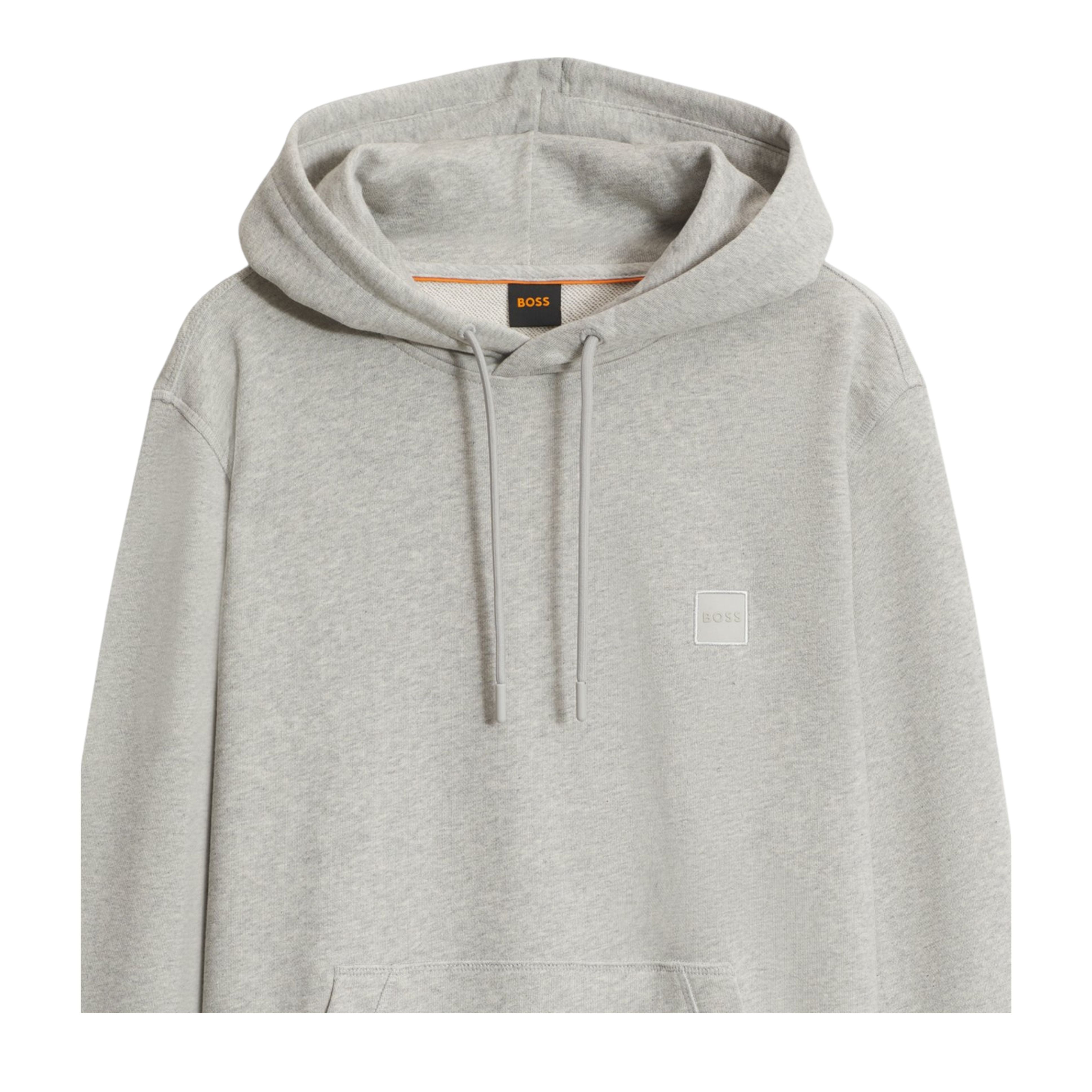 BOSS Logo Patch Wetalk Cotton Terry Light Grey Hoodie