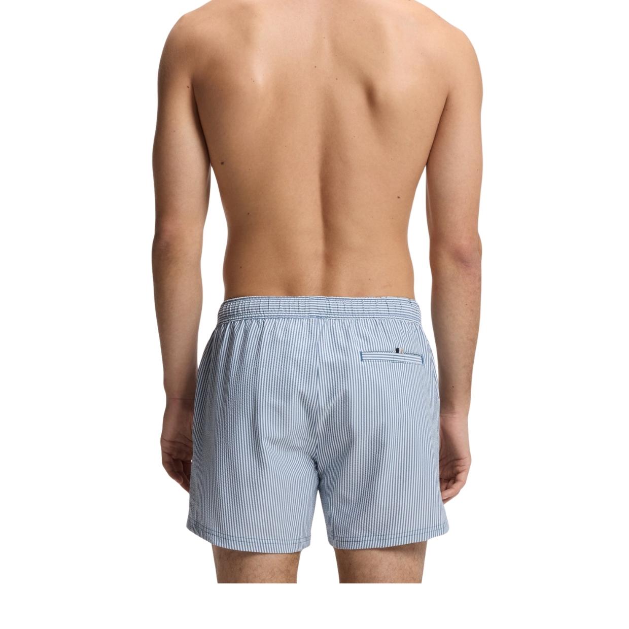 BOSS Embroidered Logo Velvetfish Light Blue Swim Shorts