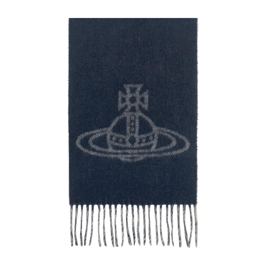 Vivienne Westwood Reversible Logo Soft Wool Mineral Grey Scarf