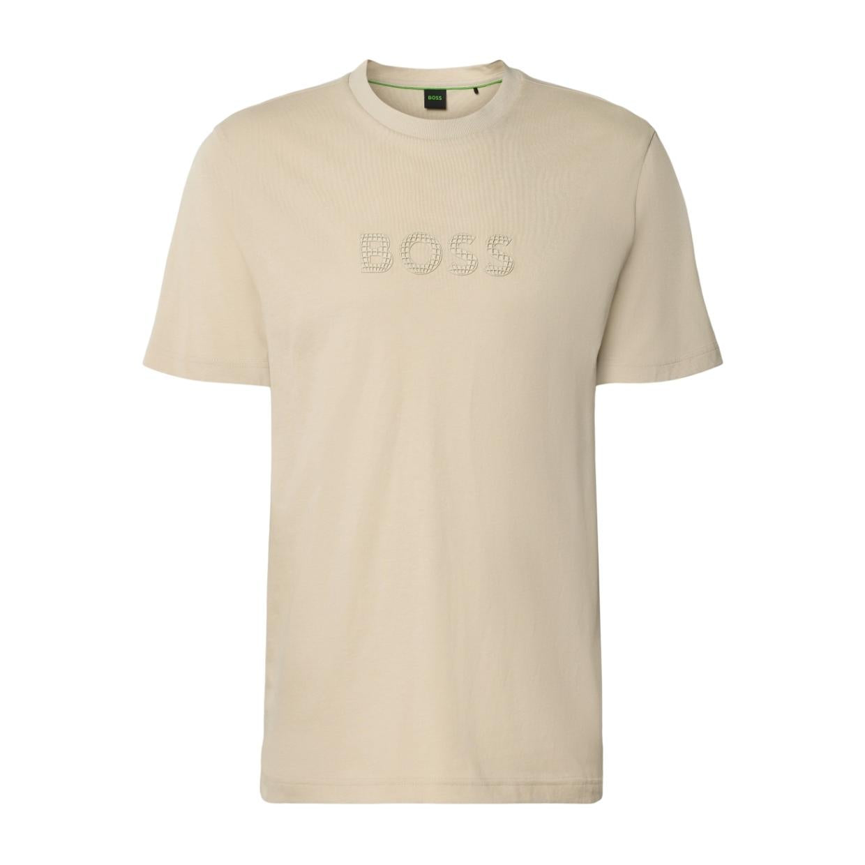 BOSS Silicone Logo Cotton Jersey Beige T-Shirt