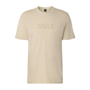 BOSS Silicone Logo Cotton Jersey Beige T-Shirt