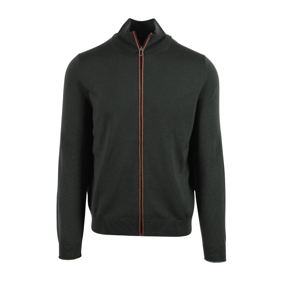 Paul Smith Contrast Stripe Green Zip Up Cardigan