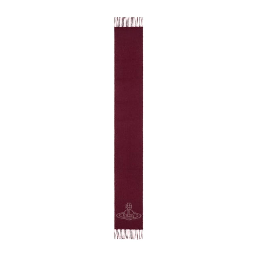 Vivienne Westwood Reversible Logo Soft Wool Bordeaux Scarf