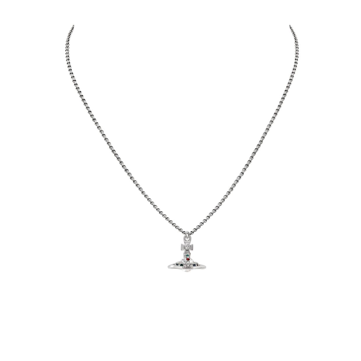 Vivienne Westwood Platinum New Petite Orb Pendent Necklace