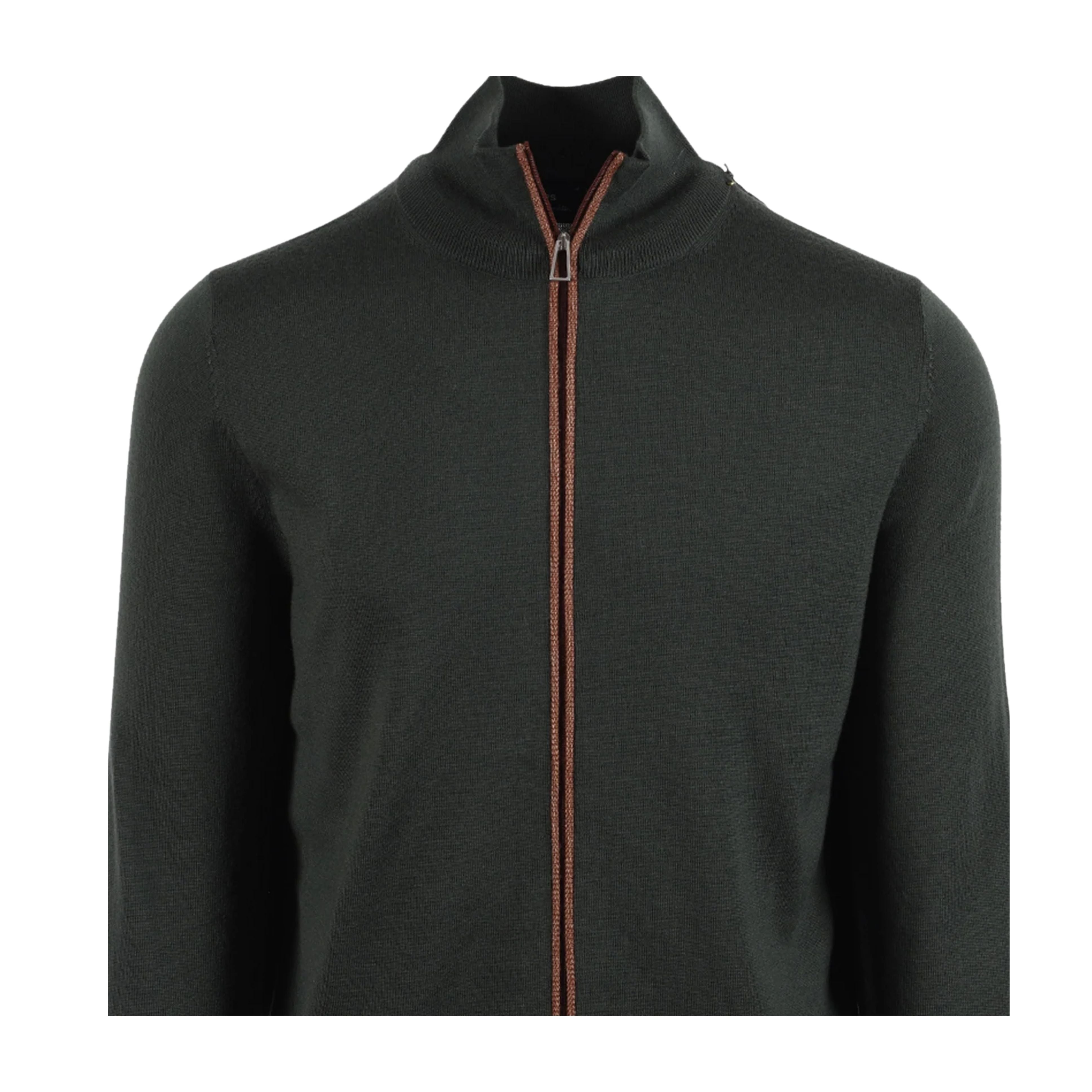 Paul Smith Contrast Stripe Green Zip Up Cardigan