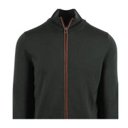Paul Smith Contrast Stripe Green Zip Up Cardigan
