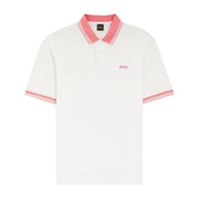 BOSS Contrast Logo Cotton-Jersey White Polo Shirt