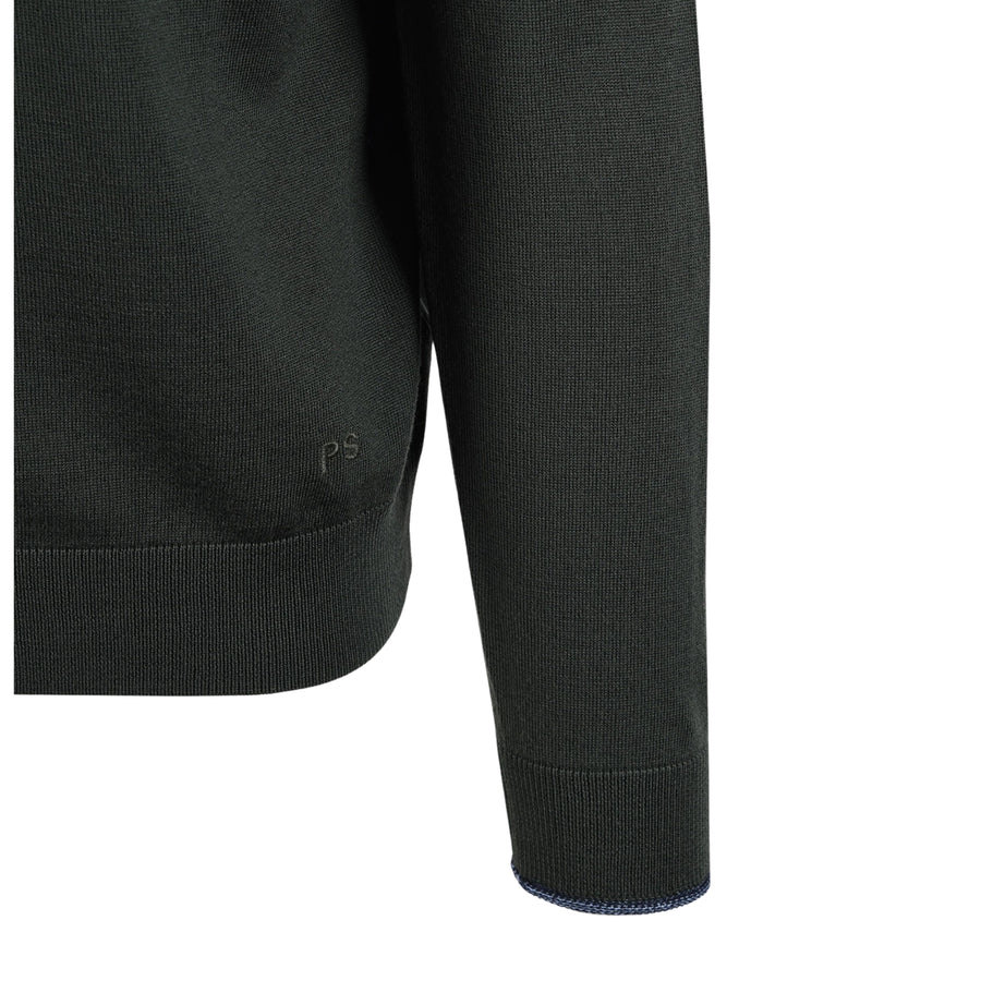 Paul Smith Contrast Stripe Green Zip Up Cardigan
